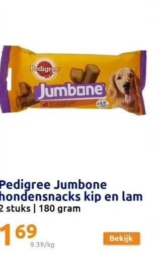 Action Pedigree jumbone hondensnacks kip en lam aanbieding