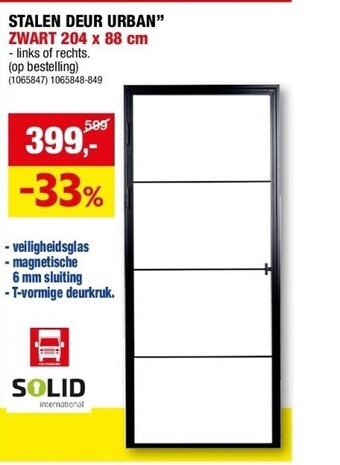 Hubo Stalen deur urban” zwart 204 x 88 cm aanbieding