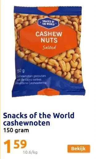 Action Snacks of the world cashewnoten aanbieding
