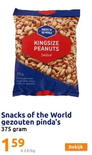 Action Snacks of the world gezouten pinda's aanbieding