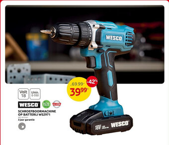 Brico SCHROEFBOORMACHINE OP BATTERIJ WS2971 aanbieding