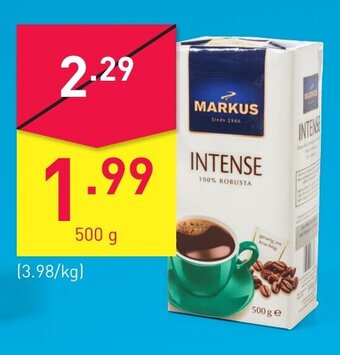 ALDI MARKUS INTENSE 100% ROBUSTA 500 g aanbieding
