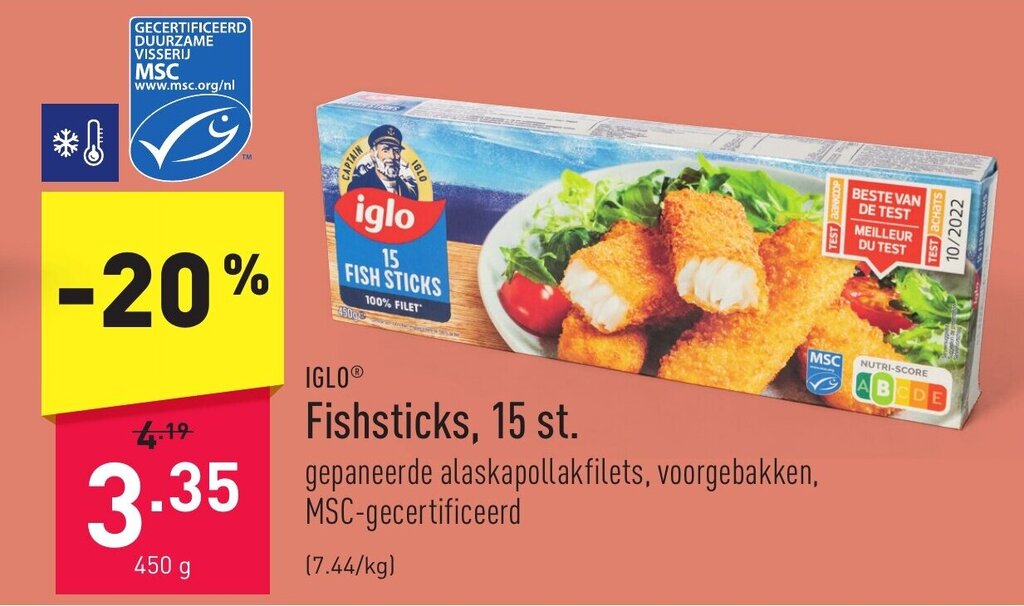 Fishsticks, 15 st. promotie bij ALDI
