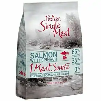Zooplus Purizon Single Meat Adult Zalm met Spinazie Bestel ook snacks: 100 g Purizon Snack Rund & Kip aanbieding