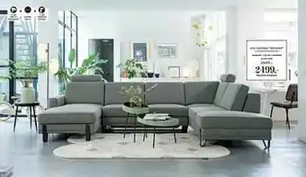 Xooon Xxl lounge denver longchair + 2,5-zits + ottomane in stof aanbieding