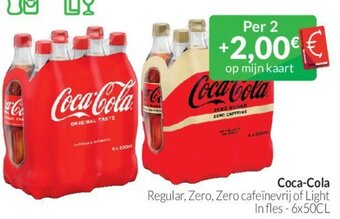 Intermarché Coca-Cola Regular, Zero, Zero cafeïnevrij of Light In fles 6x50CL aanbieding