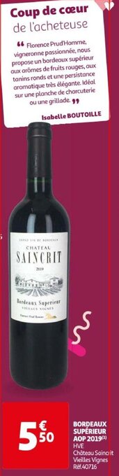 Auchan BORDEAUX SUPÉRIEUR AOP 2019 aanbieding