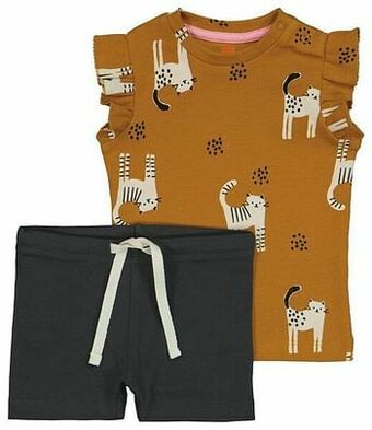 HEMA HEMA Babyset T-shirt En Broek Bruin (bruin) aanbieding