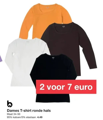 Zeeman Dames t-shirt ronde hals Maat 34-50 aanbieding