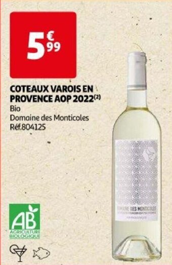 Auchan COTEAUX VAROIS EN PROVENCE AOP 2022 aanbieding