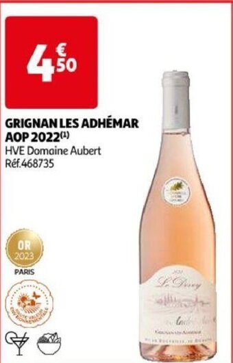 Auchan GRIGNAN LES ADHÉMAR AOP 2022 HVE Domaine Aubert aanbieding
