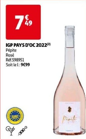 Auchan IGP PAYS D'OC 2022 Pépite Rosé aanbieding