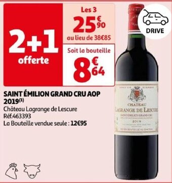 Auchan SAINT ÉMILION GRAND CRU AOP 2019 Château Lagrange de Lescure aanbieding