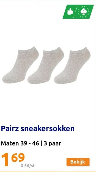 Action Pairz sneakersokken Maten 39-46 | 3 paar aanbieding
