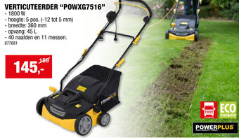 Hubo POWERPLUS VERTICUTEERDER POWXG7516 1800W aanbieding