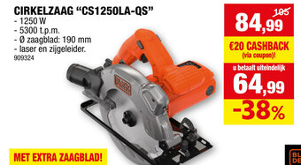 Hubo BLACK+ DECKER CIRKELZAAG CS1250LA-QS 1250W aanbieding