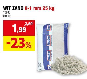 Hubo WIT ZAND 0-1 mm 25 kg aanbieding