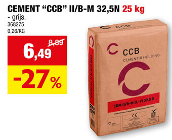 Hubo CEMENT "CCB" II/B-M 32,5N 25 kg aanbieding