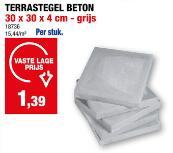 Hubo TERRASTEGEL BETON 30 x 30 x 4 cm - grijs aanbieding
