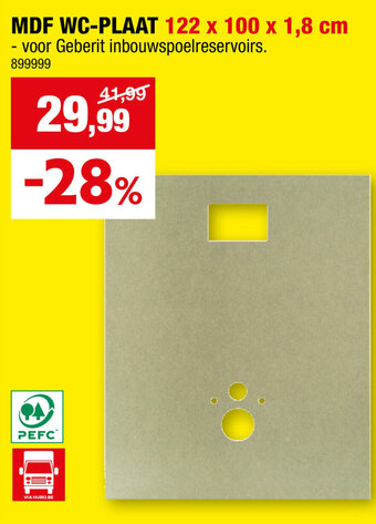 Hubo MDF WC-PLAAT 122 x 100 x 1,8 cm aanbieding