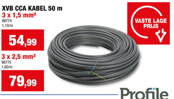 Hubo Profile XVB CCA KABEL 50 m 3 x 1,5 mm² aanbieding