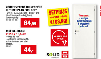 Hubo VOORGEVERFDE BINNENDEUR IN TUBESPAAN COLORE aanbieding