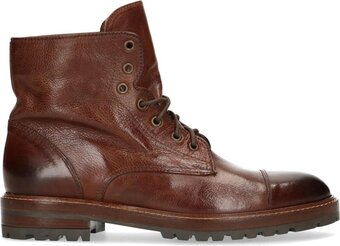 Bol.com Manfield - heren - cognac leren veterboots - maat 45 aanbieding