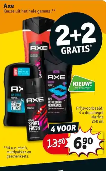 Kruidvat Axe 4 x douchegel Marine 250ml aanbieding