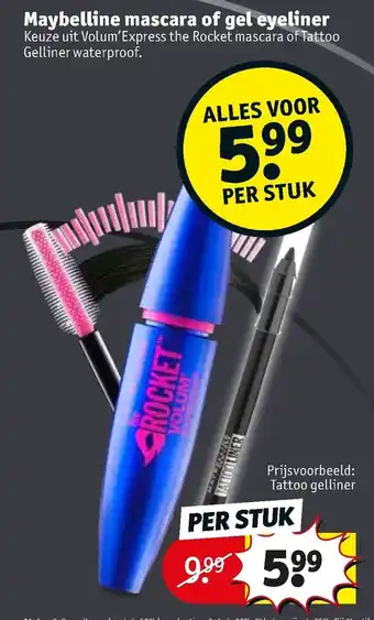 Kruidvat Maybelline mascara of gel eyeliner aanbieding
