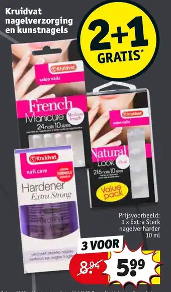 Kruidvat Kruidvat nagelverzorging en kunstnagels 3 x Extra Sterk nagelverharder 10ml aanbieding