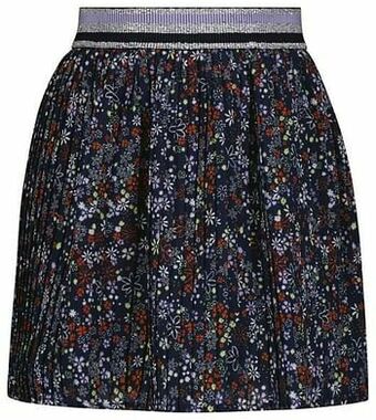 HEMA HEMA Kinderrok Plissé Bloemen Donkerblauw (donkerblauw) aanbieding