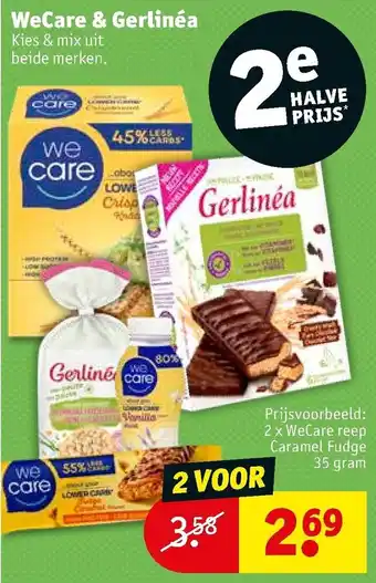Kruidvat WeCare & Gerlinea 2 x WeCare reep Caramel Fudge 35gram aanbieding