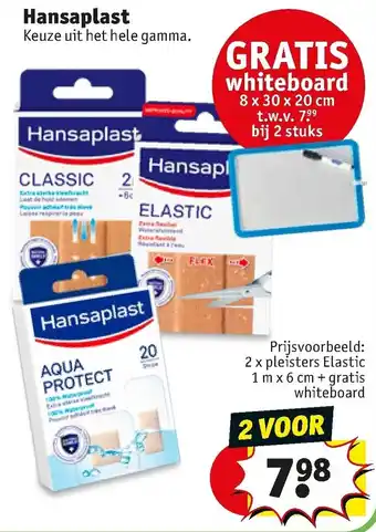 Kruidvat Hansaplast 2 x pleisters Elastic 1mx6cm+gratis whiteboard aanbieding