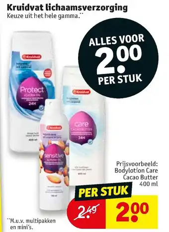 Kruidvat Kruidvat lichaamsverzorging Bodylotion Care Cacao Butter 400ml aanbieding