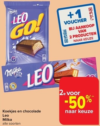 Carrefour Koekjes en chocolade leo milka aanbieding