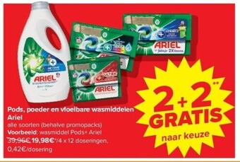Carrefour Pods, poeder en vloeibare wasmiddelen ariel aanbieding