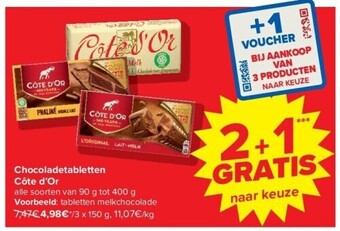 Carrefour Chocoladetabletten côte d’or aanbieding