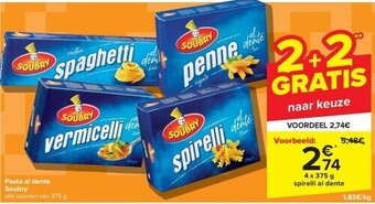 Carrefour Pasta al dente soubry aanbieding