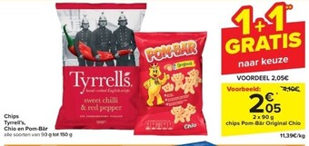 Carrefour Chips tyrrell’s, chio en pom-bär aanbieding