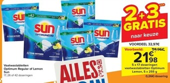 Carrefour Vaatwastabletten optimum regular of lemon sun aanbieding