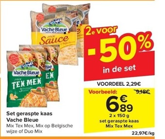Carrefour Set geraspte kaas vache bleue aanbieding
