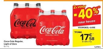 Carrefour Coca-cola regular, light of zero aanbieding