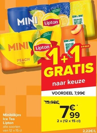 Carrefour Miniblikjes ice tea lipton aanbieding