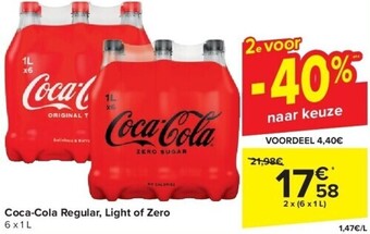 Carrefour Coca-cola regular, light of zero aanbieding
