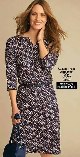 Damart Jurk + riem warm tricot aanbieding