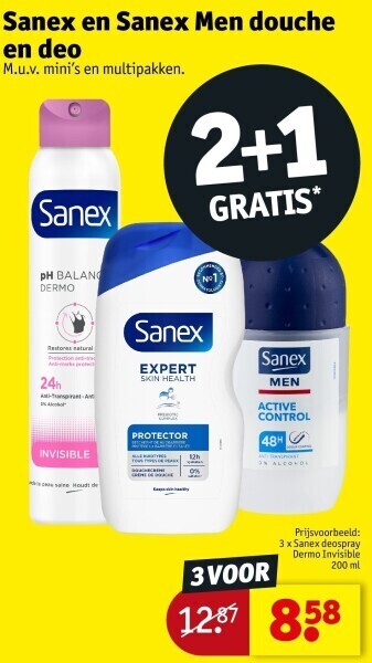 Kruidvat Sanex en sanex men douche en deo aanbieding