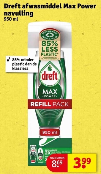 Kruidvat Dreft afwasmiddel max power navulling aanbieding