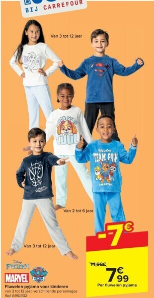 Carrefour Fluwelen pyjama voor kinderen aanbieding