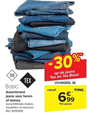 Carrefour Assortiment jeans voor heren of dames aanbieding