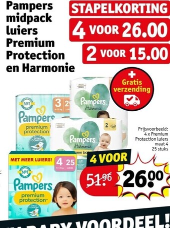 Kruidvat Pampers midpack luiers premium protection en harmonie aanbieding